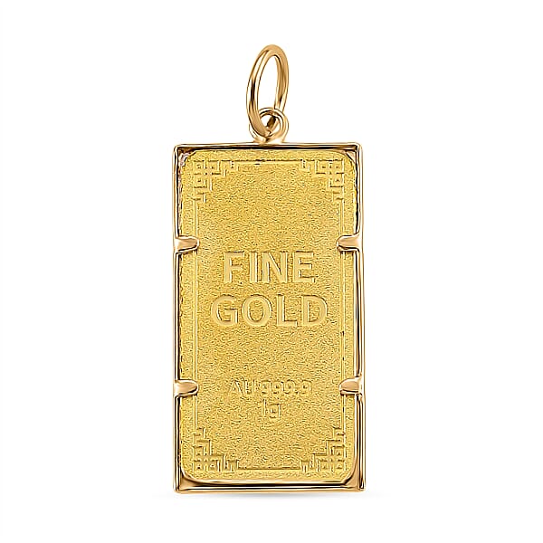 Shop Lc 24K Golden Angel Blessings Ingot Bar 1g With 14K Yellow Gold Frame 0.40g Pendant