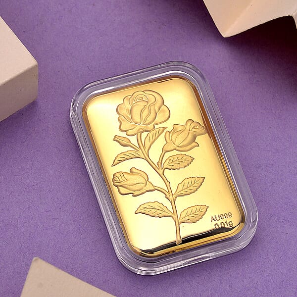 Shop Lc 24K Golden Rose Flower Emboss Sheet 31x45.5mm 10mg (Del. In 10-12 Days)