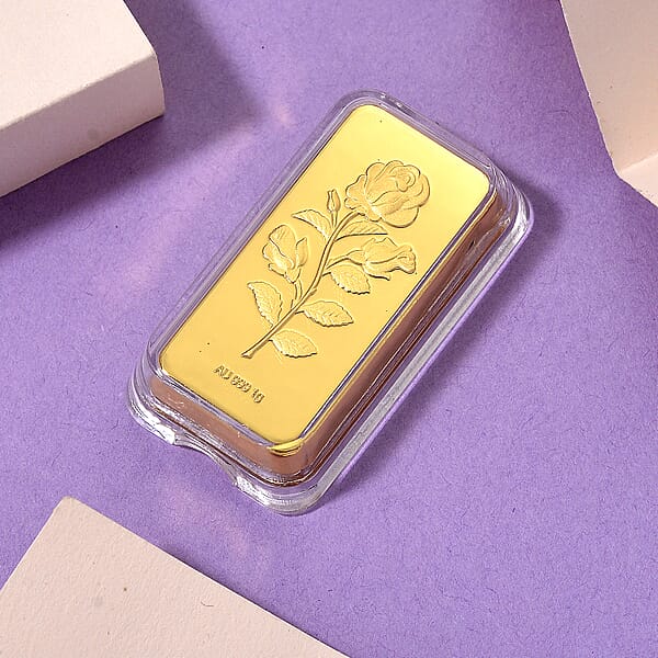 Shop Lc 24K Yellow Gold 3D Brick Rose Emboss Sheet 45.3X25X10mm 1g