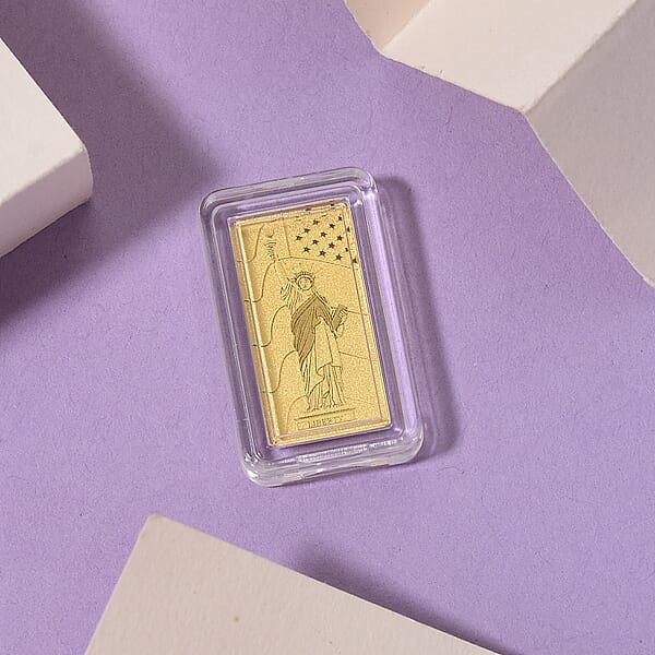 Shop Lc 24K Yellow Gold 3D Statue Of Liberty Emboss Bar (10x20x0.23mm) 1gram