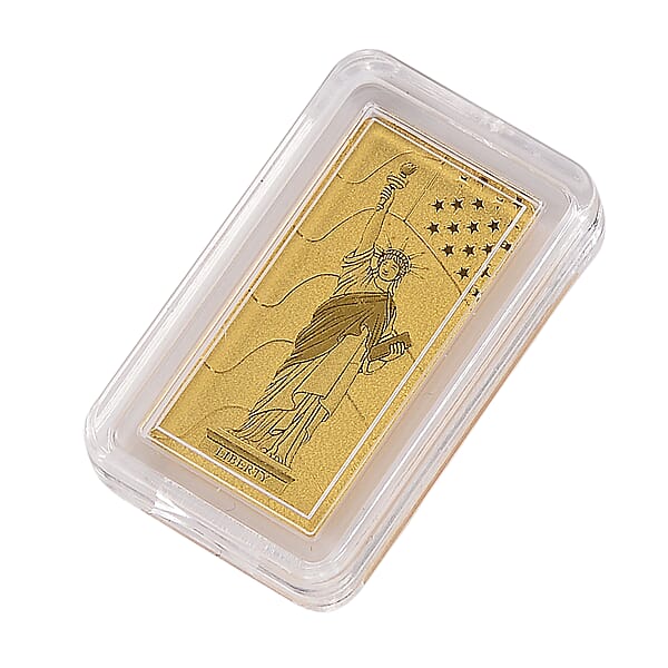 Shop Lc 24K Yellow Gold 3D Statue Of Liberty Emboss Bar (10x20x0.23mm) 1gram