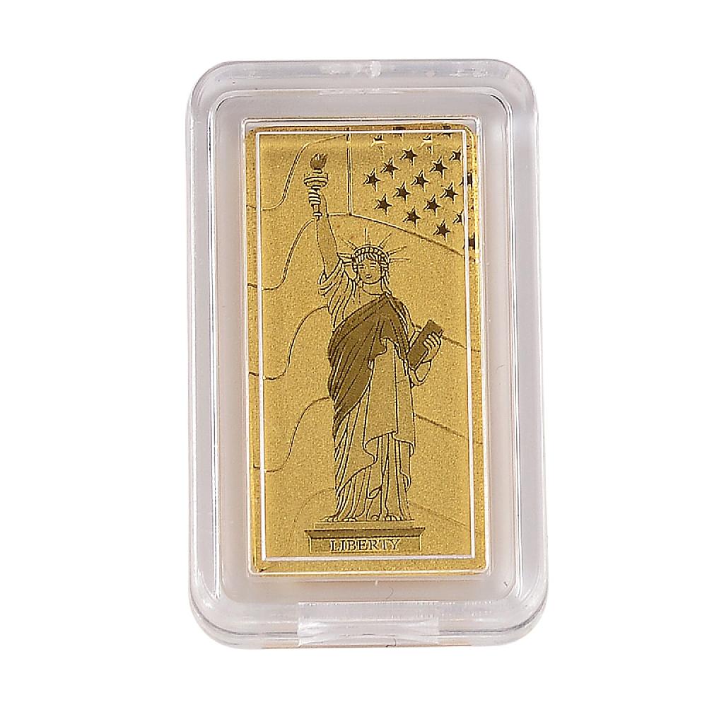 shop lc 24K Yellow Gold 3D Statue of Liberty Emboss Bar (10x20x0.23mm) 1gram