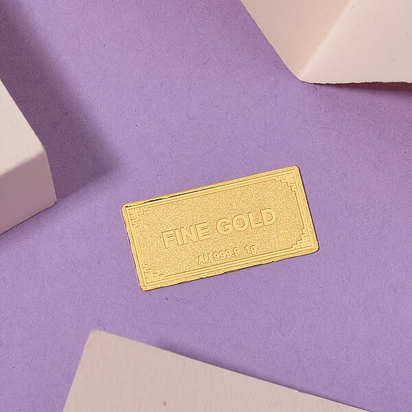 Shop Lc 24K Yellow Gold Ingot Bar 10x20x0.23 Mm 1 Grams
