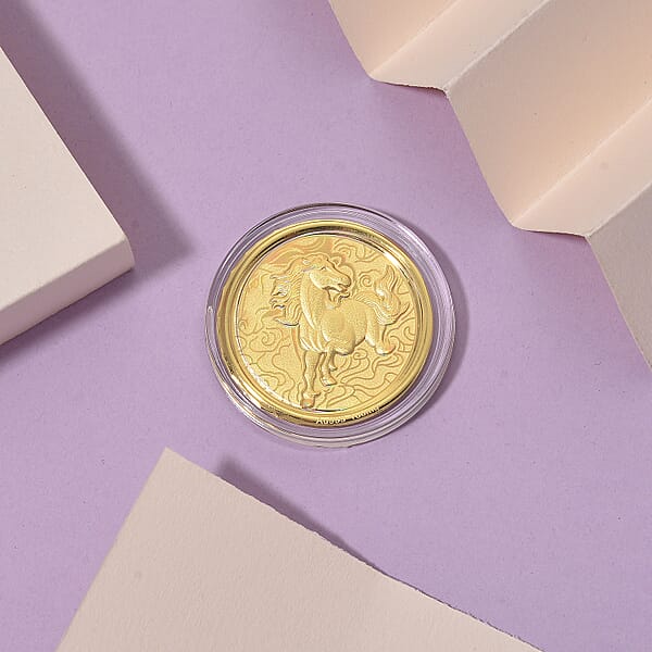 Shop Lc 24K Yellow Golden Celestial 2026 Zodiac Horse Coin Bar With Rainbow Line 100mg