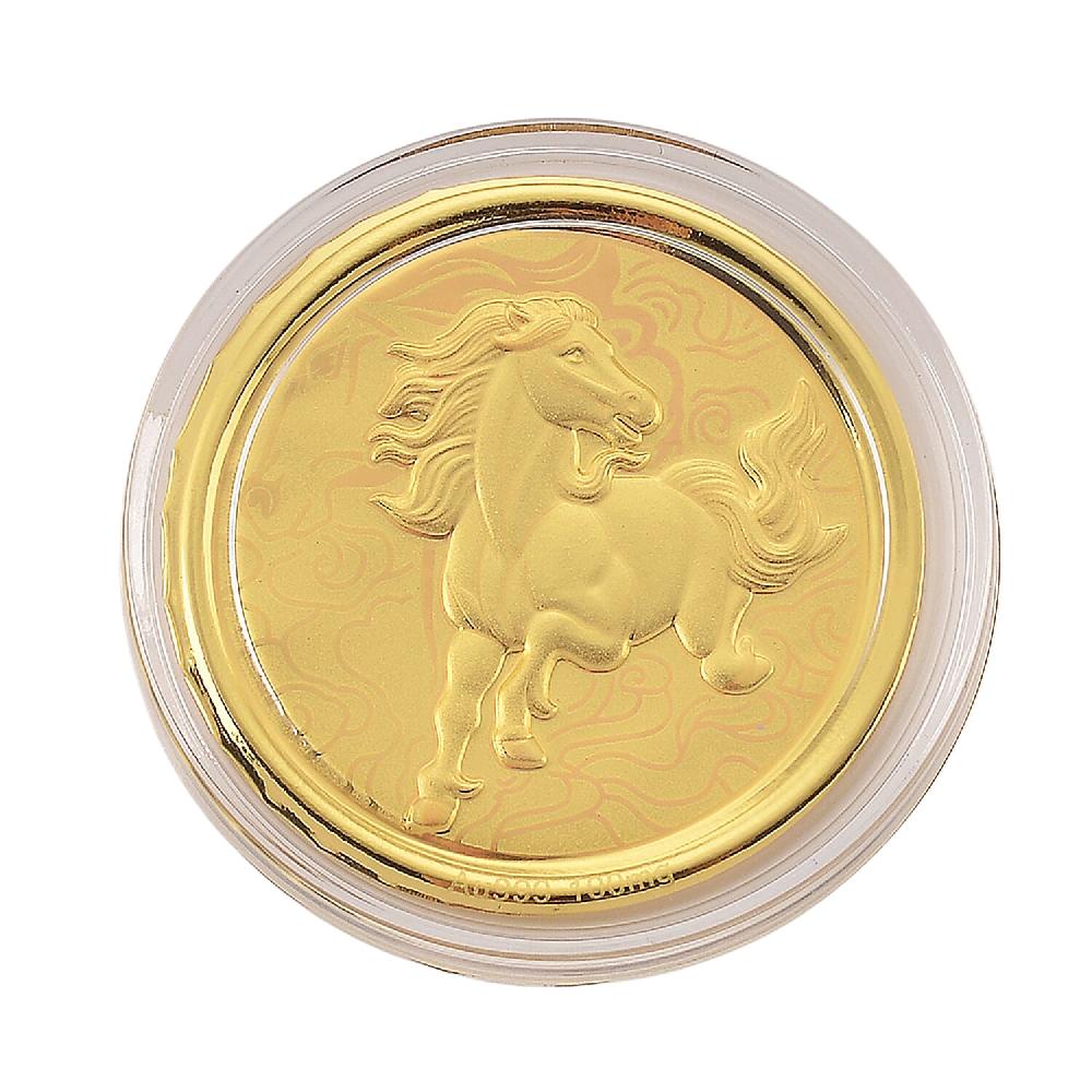 shop lc 24K Yellow Golden Celestial 2026 Zodiac Horse Coin Bar with Rainbow Line 100mg