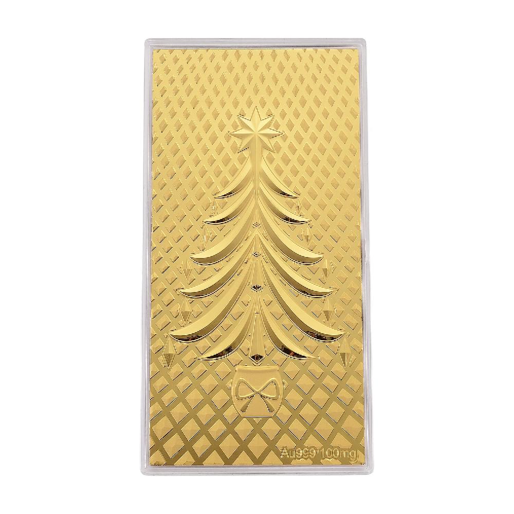shop lc 24K Yellow Golden Christmas Tree Emboss Sheet 15.5x7.5cm 100mg