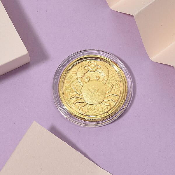 Shop Lc 24K Yellow Golden Fortune Crab Zodiac Coin Bar With Rainbow Line 100mg