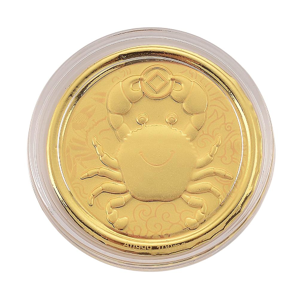 shop lc 24K Yellow Golden Fortune Crab Zodiac Coin Bar with Rainbow Line 100mg