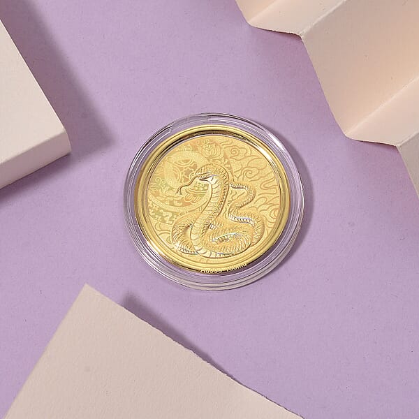 Shop Lc 24K Yellow Golden Serpent Spirit Zodiac Coin Bar With Rainbow Line 100mg