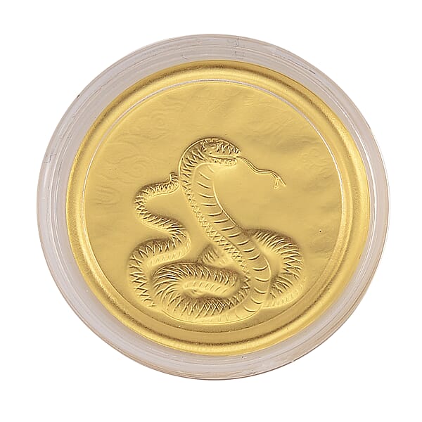 Shop Lc 24K Yellow Golden Serpent Spirit Zodiac Coin Bar With Rainbow Line 100mg