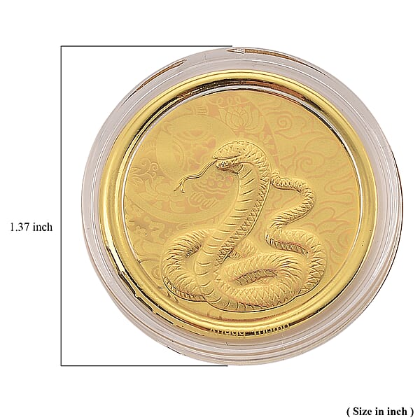 Shop Lc 24K Yellow Golden Serpent Spirit Zodiac Coin Bar With Rainbow Line 100mg