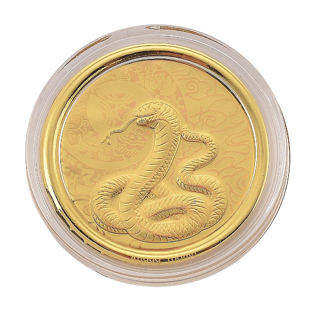 shop lc 24K Yellow Golden Serpent Spirit Zodiac Coin Bar with Rainbow Line 100mg