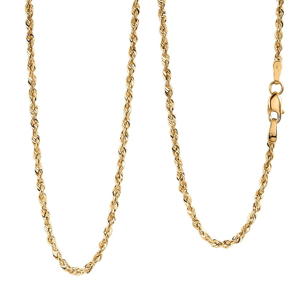 shop lc 2mm Rope Chain Necklace in 14K Yellow Gold 2.50 Grams 22 Inches