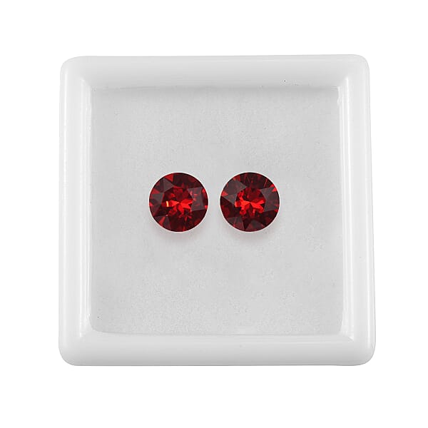 Shop Lc 3.40 Ctw Round Cut Light Siam Swarovski Crystal Loose Stone (Set Of 2) (8 Mm)