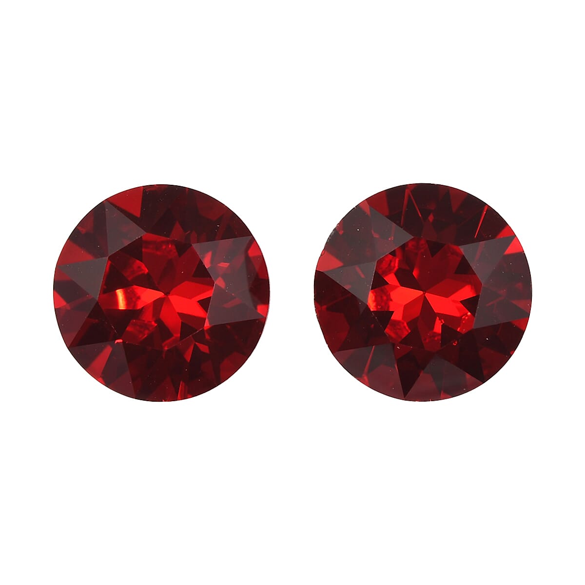 shop lc 3.40 ctw Round Cut Light Siam Swarovski Crystal Loose Stone (Set Of 2) (8 mm)