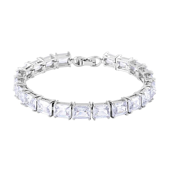 Shop Lc 3 Piece Set Austrian Crystal Tennis Bracelet (7.25In) Solitaire Pendant Necklace 20 Inches And Earrings In Silvertone
