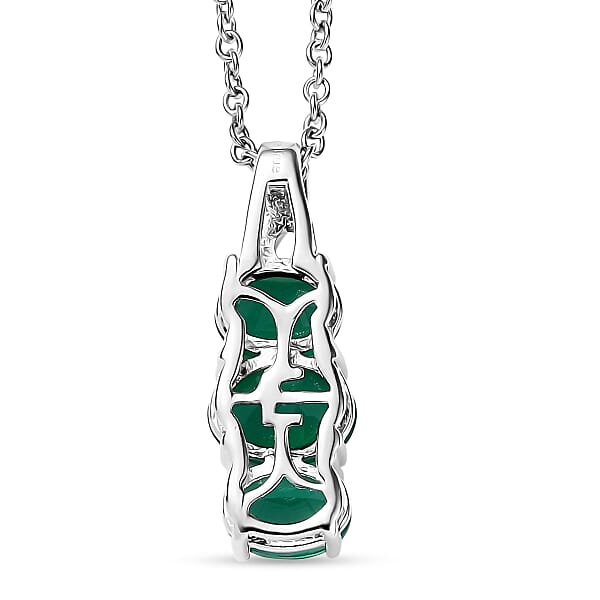 Shop Lc 3 Piece Set - EverTrue Verde Onyx 7.50 Ctw Stud Earrings Ring And Pendant In Platinum Bond With Stainless Steel Necklace 20 Inches