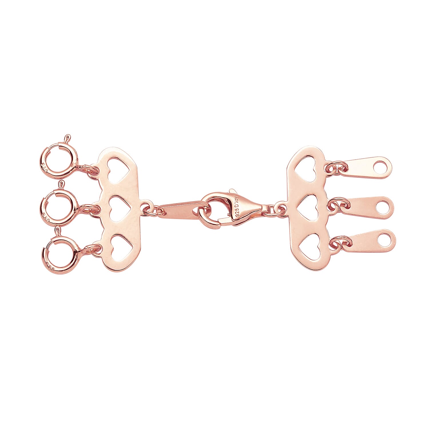 shop lc 3 Row Hearts Layering Lock in 14K RG Over Sterling Silver with 9mm Lobster Lock and 3pc 5mm Spring Lock Jewelry Lock Jewelry Closure Lobster Clasp Closure
