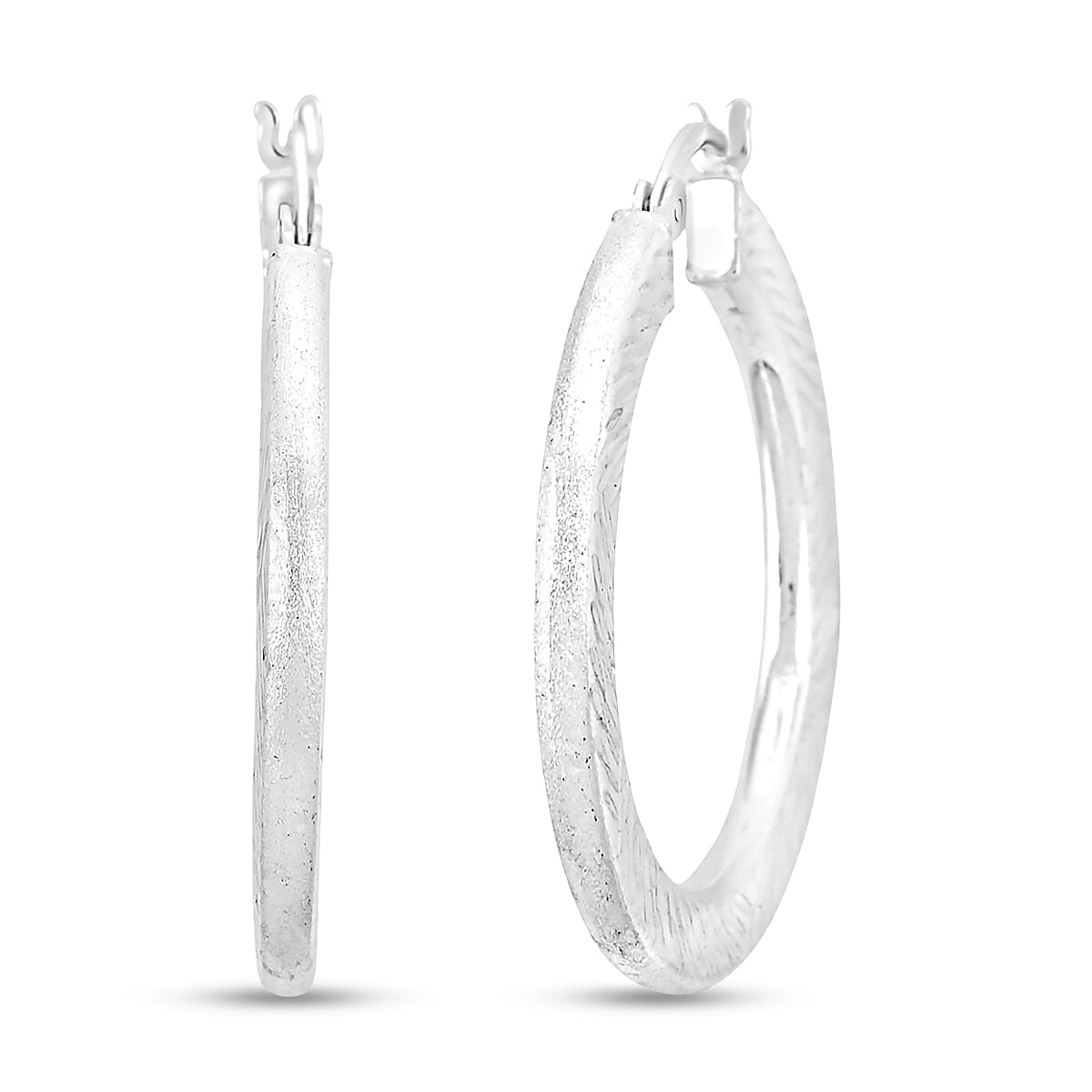 shop lc 30mm Diamond-cut Hoop Earrings in Sterling Silver 3.10 Grams