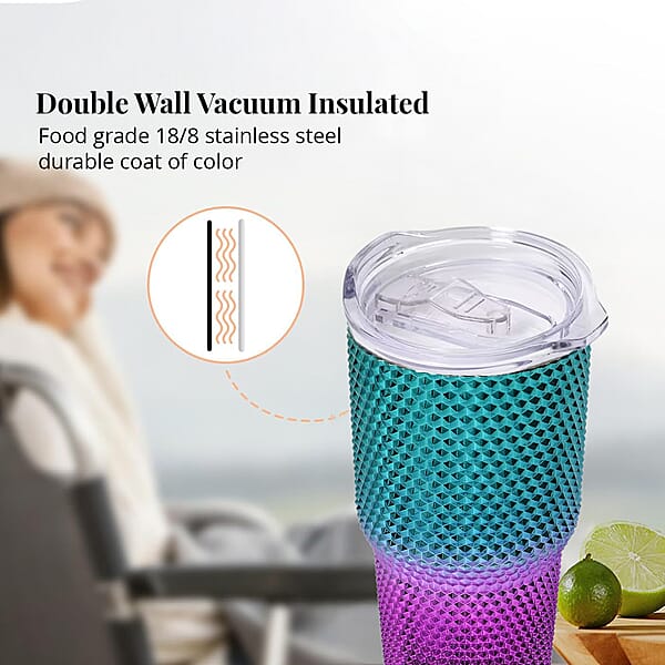 Shop Lc 30oz Gradient Color Double Walled Water Cup With Stainless Steel Straw