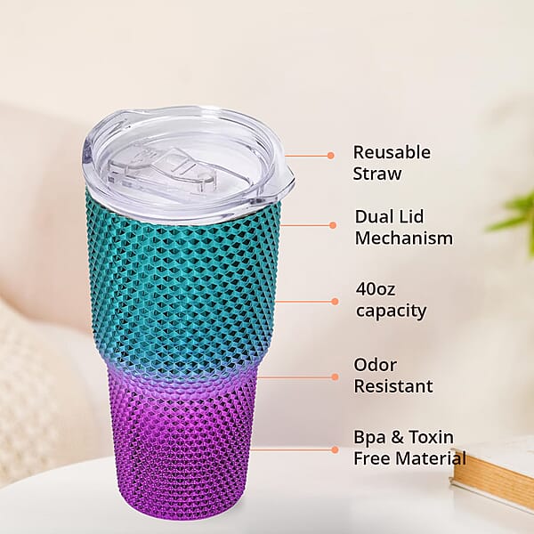 Shop Lc 30oz Gradient Color Double Walled Water Cup With Stainless Steel Straw
