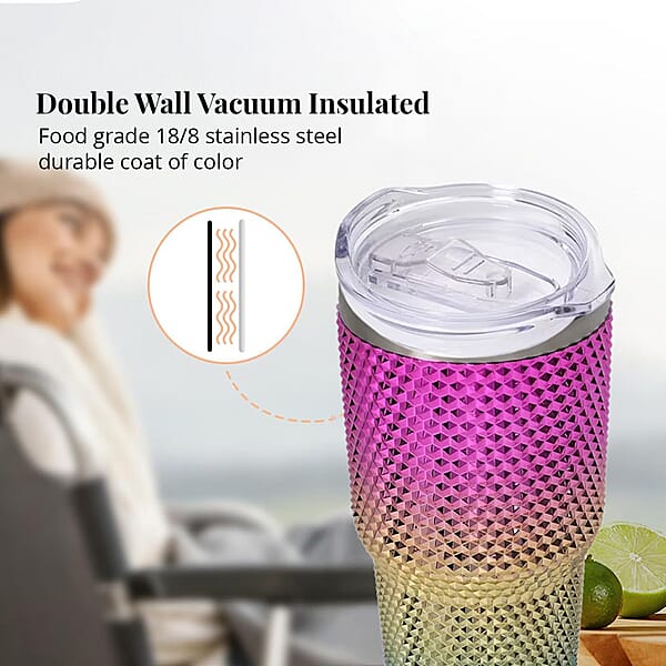 Shop Lc 30oz Gradient Color Double Walled Water Cup With Stainless Steel Straw