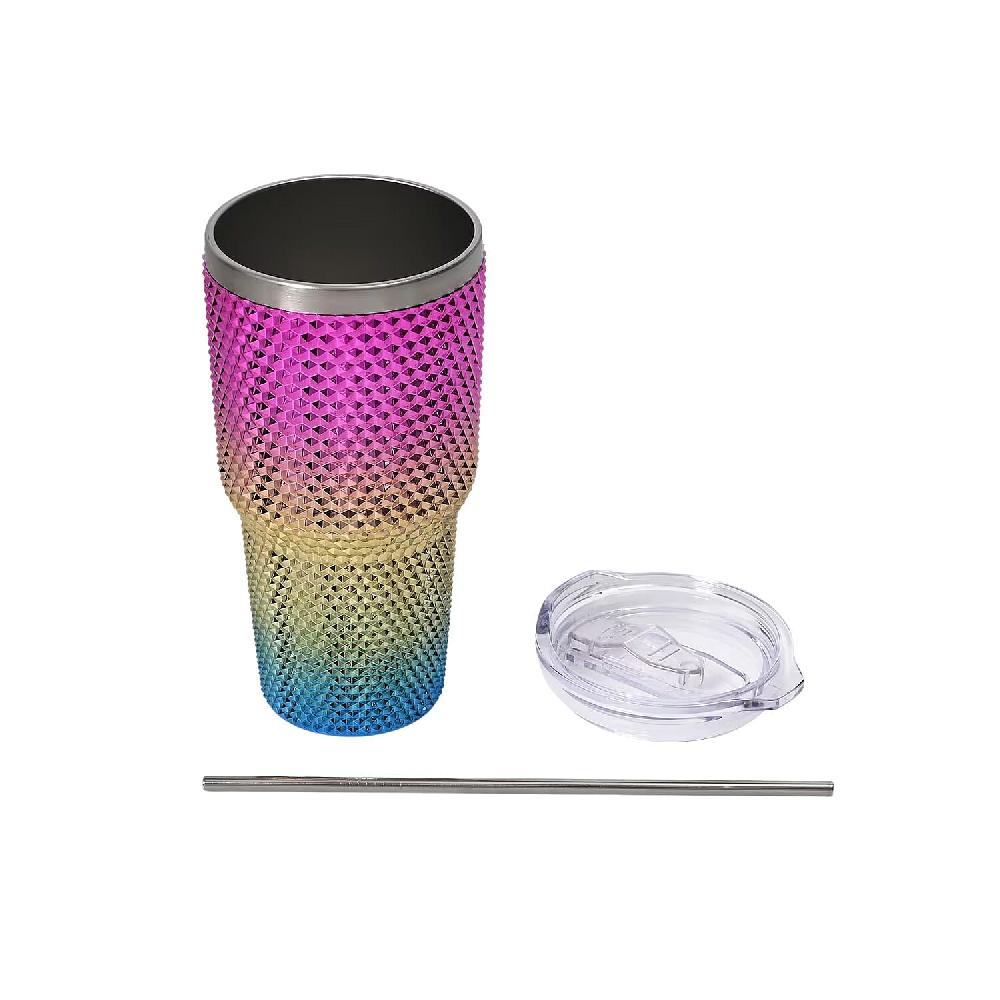 shop lc 30oz Gradient Color Double Walled Water Cup with Stainless Steel Straw