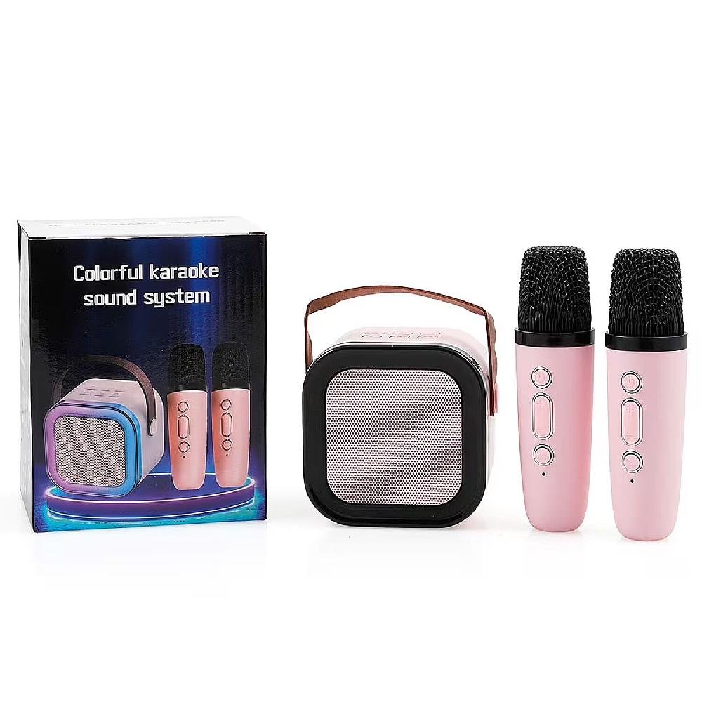 shop lc 3pcs Bluetooth Karaoke Speaker with Colorful LED lights and 2pc Wireless Microphone - Pink