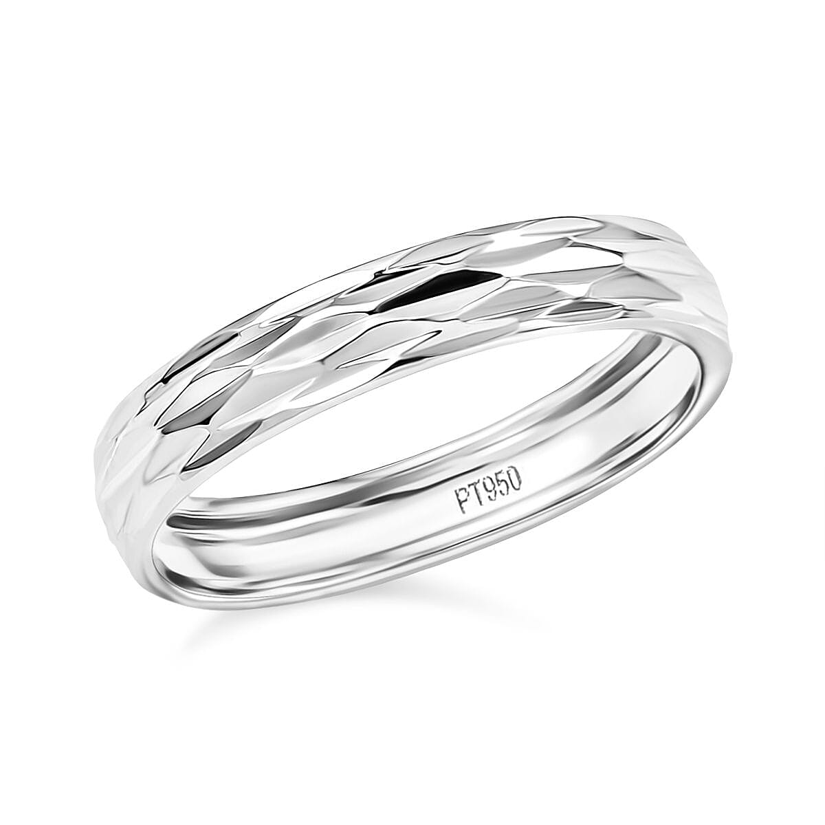 shop lc 950 Platinum Diamond-Cut Band Ring 3.35 Grams