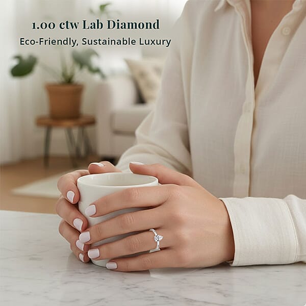 Shop Lc 950 Platinum Luxuriant Lab Grown Diamond E-F VS Solitaire Ring 1.00 Ctw