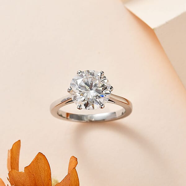 Shop Lc 950 Platinum Moissanite Solitaire Ring 4.80 Grams 3.30 Ctw