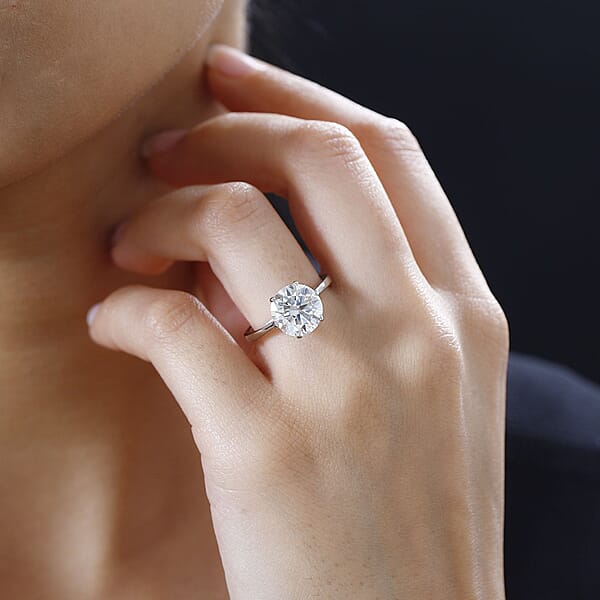 Shop Lc 950 Platinum Moissanite Solitaire Ring 4.80 Grams 3.30 Ctw