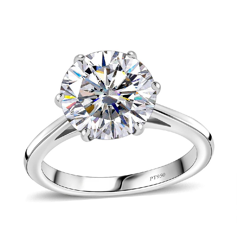 shop lc 950 Platinum Moissanite Solitaire Ring 4.80 Grams 3.30 ctw