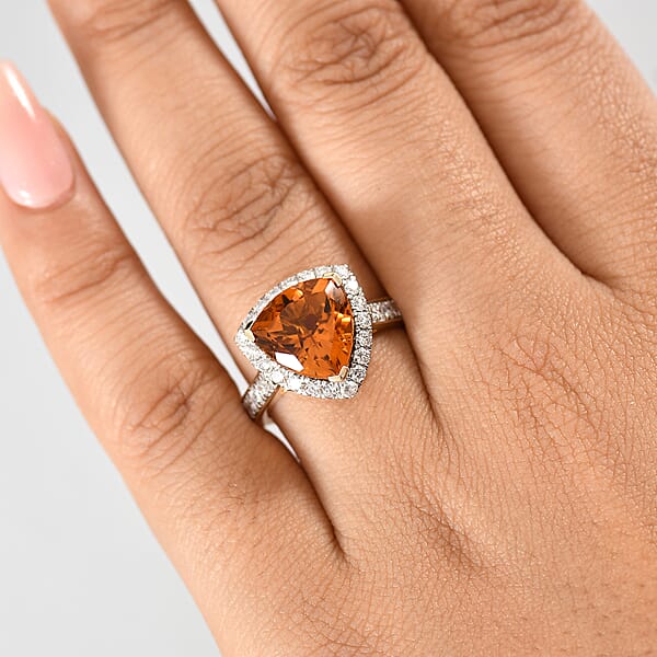 Shop Lc AA LAGOAO Mandarin Citrine And Luxuriant Lab Grown Diamond G-H SI 4.74 Ctw Ring In 10K Yellow Gold