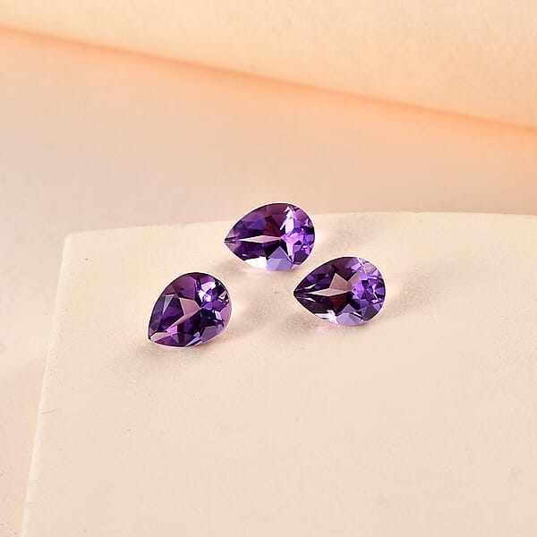 Shop Lc AA Rose De France Amethyst Set Of 3 (Pear 8x6 Mm) 2.71 Ctw Loose Gemstone