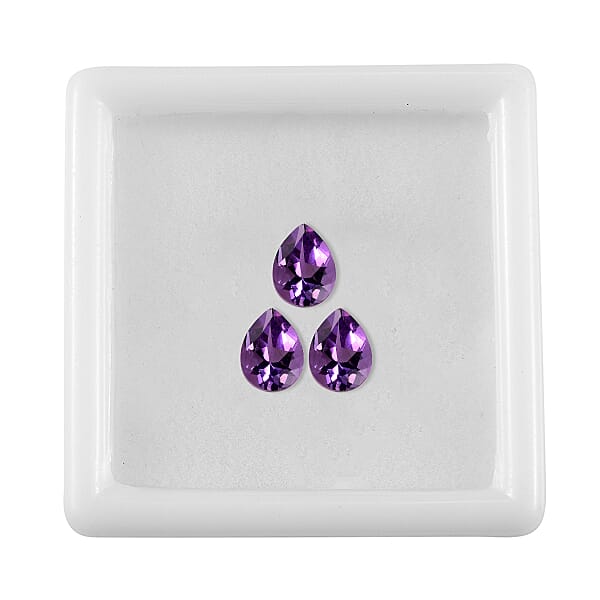 Shop Lc AA Rose De France Amethyst Set Of 3 (Pear 8x6 Mm) 2.71 Ctw Loose Gemstone