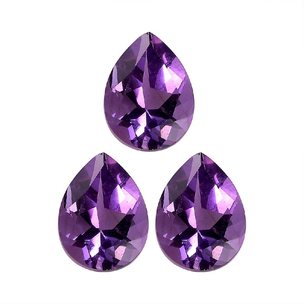 shop lc AA Rose De France Amethyst Set of 3 (Pear 8x6 mm) 2.71 ctw Loose Gemstone