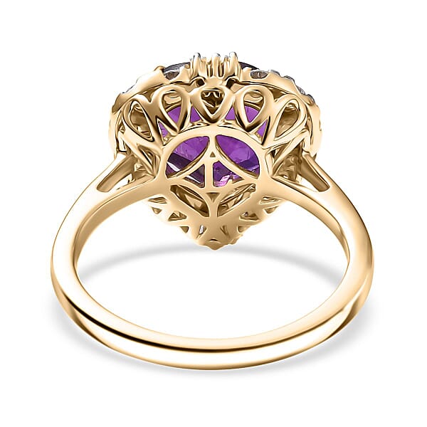 Shop Lc AAA Brejinho Amethyst And Luxuriant Lab Grown Diamond G-H SI 4.09 Ctw Ring In 10K Yellow Gold