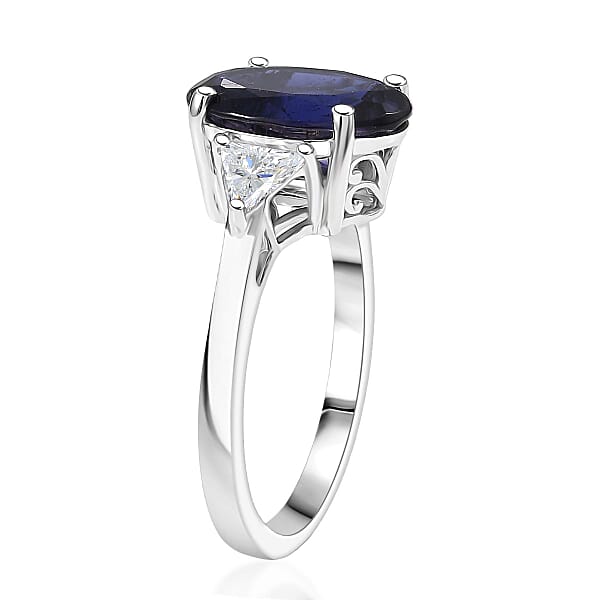 Shop Lc AAA Catalina Iolite And Luxuriant Lab Grown Diamond E-F VS 3.85 Ctw Art Deco Ring In 10K White Gold