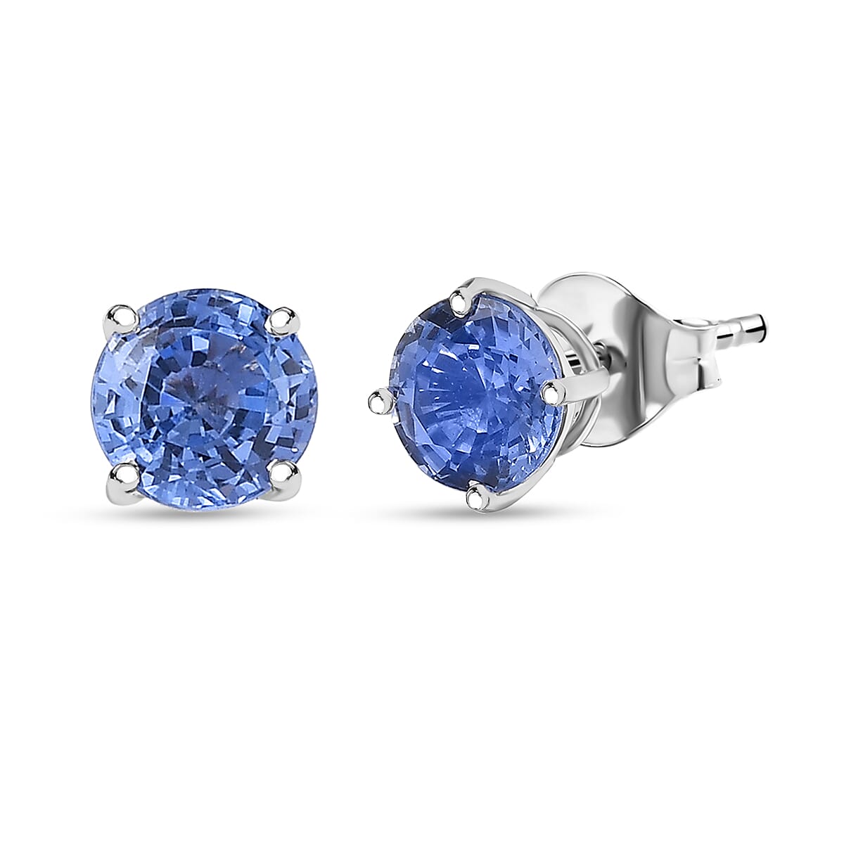 shop lc AAA Ceylon Blue Sapphire 1.25 ctw Solitaire Stud Earrings in 10K White Gold