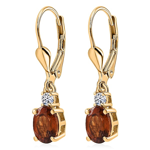 Shop Lc AAA Ceylon Honey Garnet Lab Grown Diamond Earrings In 18K Vermeil YG Over Sterling Silver 2.20 Ctw