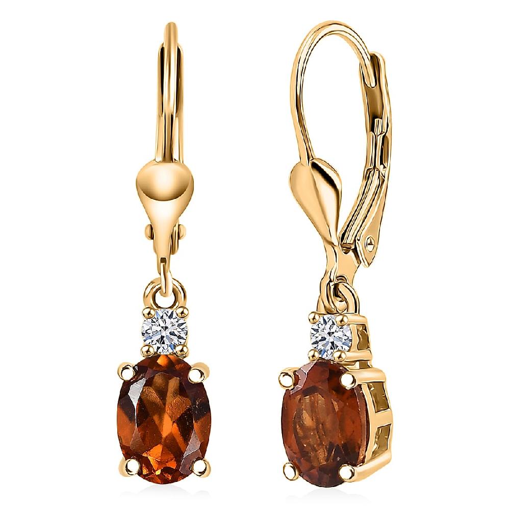shop lc AAA Ceylon Honey Garnet Lab Grown Diamond Earrings in 18K Vermeil YG Over Sterling Silver 2.20 ctw