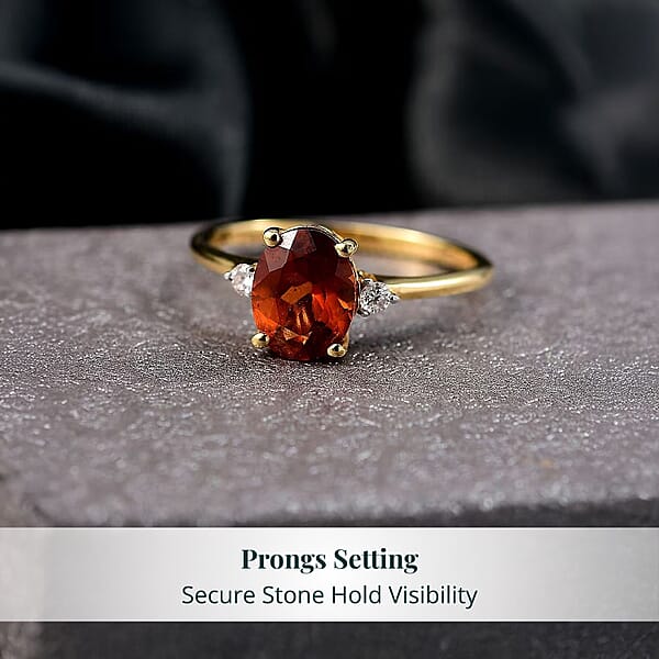 Shop Lc AAA Ceylon Honey Garnet Lab Grown Diamond Ring In 18K Vermeil YG Over Sterling Silver 2.10 Ctw