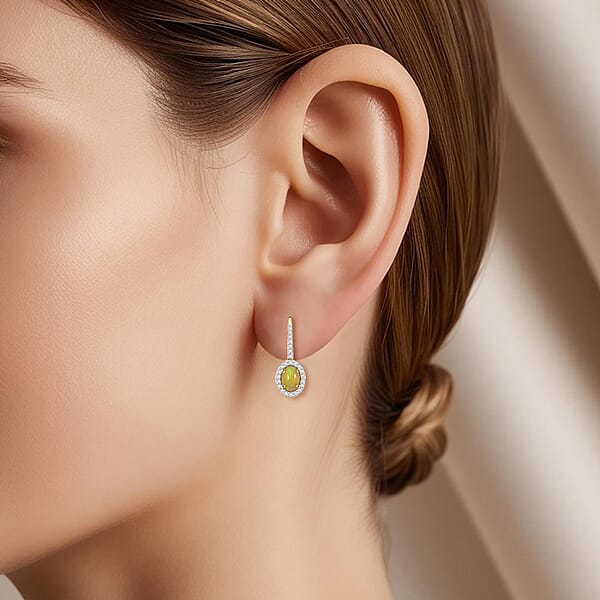 Shop Lc AAA Ethiopian Welo Opal And White Diamond SI 2.50 Ctw Earrings In 14K Yellow Gold