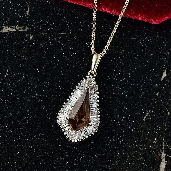 Shop Lc AAA Golden Turkizite And Luxuriant Lab Grown Diamond VS 2.65 Ctw Brilliance Of Kite Pendant Necklace 20 Inches In 10K Yellow Gold