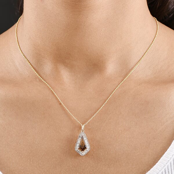 Shop Lc AAA Golden Turkizite And Luxuriant Lab Grown Diamond VS 2.65 Ctw Brilliance Of Kite Pendant Necklace 20 Inches In 10K Yellow Gold