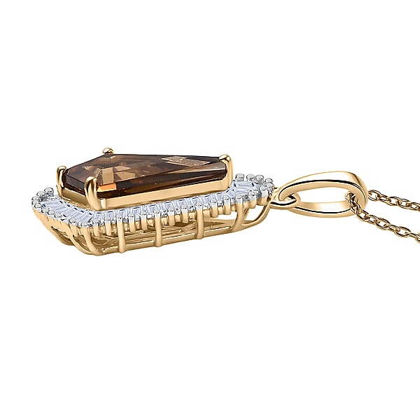 Shop Lc AAA Golden Turkizite And Luxuriant Lab Grown Diamond VS 2.65 Ctw Brilliance Of Kite Pendant Necklace 20 Inches In 10K Yellow Gold