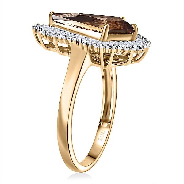 Shop Lc AAA Golden Turkizite And Luxuriant Lab Grown Diamond VS 2.65 Ctw Brilliance Of Kite Ring In 10K Yellow Gold