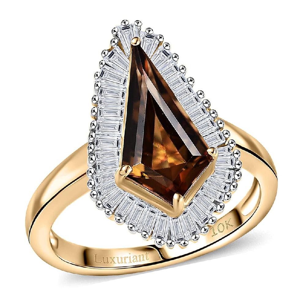 shop lc AAA Golden Turkizite Lab Grown Diamond Ring in 10K Yellow Gold 2.65 ctw