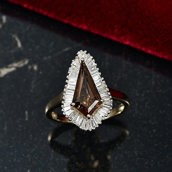 Shop Lc AAA Golden Turkizite Lab Grown Diamond Ring In 10K Yellow Gold 2.65 Ctw